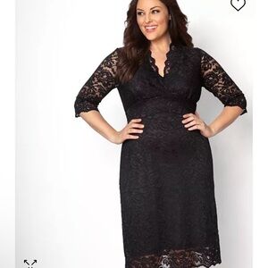 Kiyonna Plus Size Scalloped Boudoir Lace Cocktail Dress